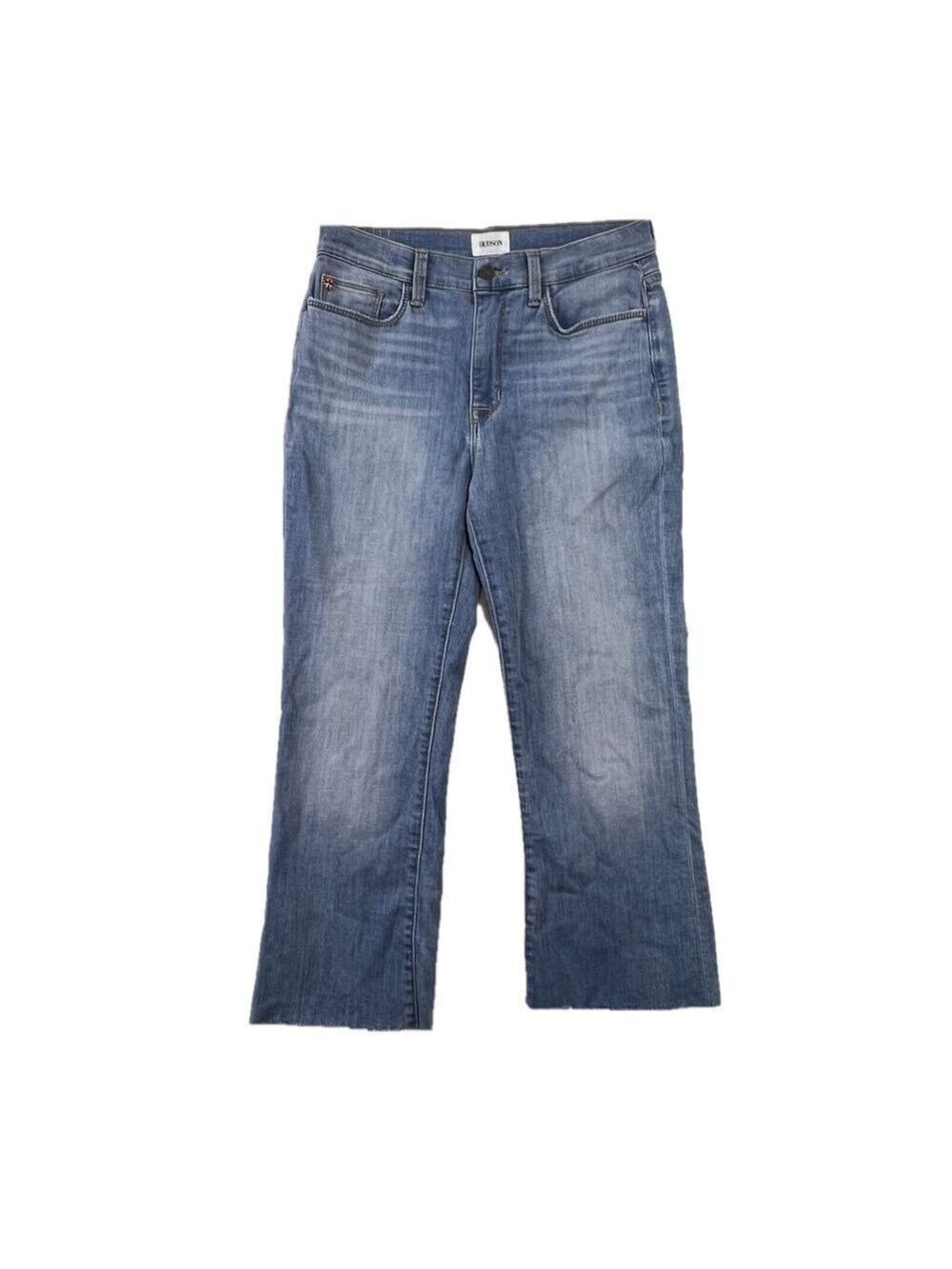 Hudson Blair High Rise Bootcut Crop Jeans Sz 29 Ankle Flare Medium Wash Raw Hem